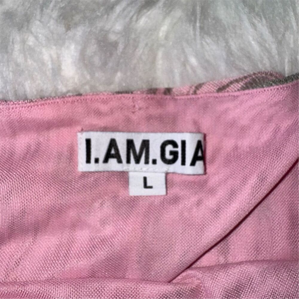 I.AM.GIA Womens Mesh Ruched Parton  Lined Tube Top Crop Pink Size L Y2K Barbie - Picture 5 of 11